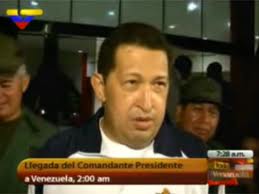 HUGO CH�VEZ REGRESA A VENEZUELA LUEGO DE SU OPERACI�N POR C�NCER EN CUBA