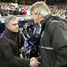 PELLEGRINI SALUDA A MOURINHO ANTES DEL PARTIDO