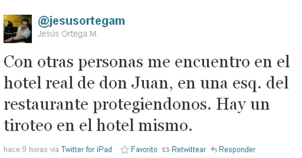 JES�S ORTEGA REPORTA BALACERA EN TEPIC A TRAV�S DE TWITTER