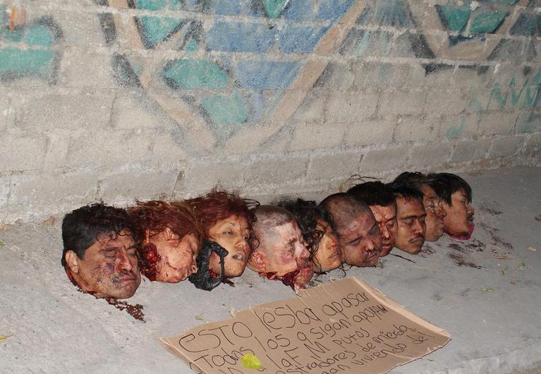 ABANDONAN DIEZ CABEZAS HUMANAS EN GUERRERO - FOTOS