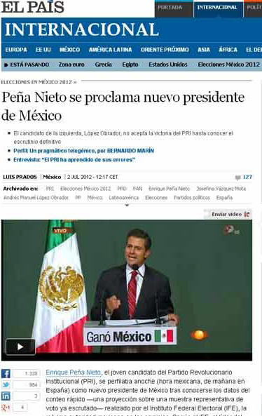 S� VE LA PRENSA MUNDIAL LA VICTORIA DEL PRI Y ENRIQUE PE�A NIETO