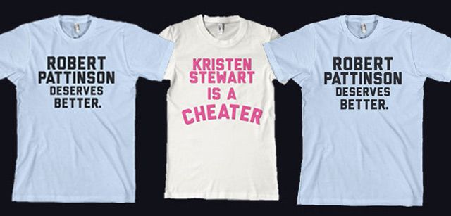 LAS REMERAS SOBRE LA INFIDELIDAD DE KRISTEN STEWART A ROBERT PATTINSON